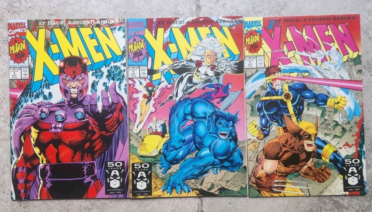 X-Men # 1 Three different Jim Lee covers in VF/NM to NM. 1991 Series