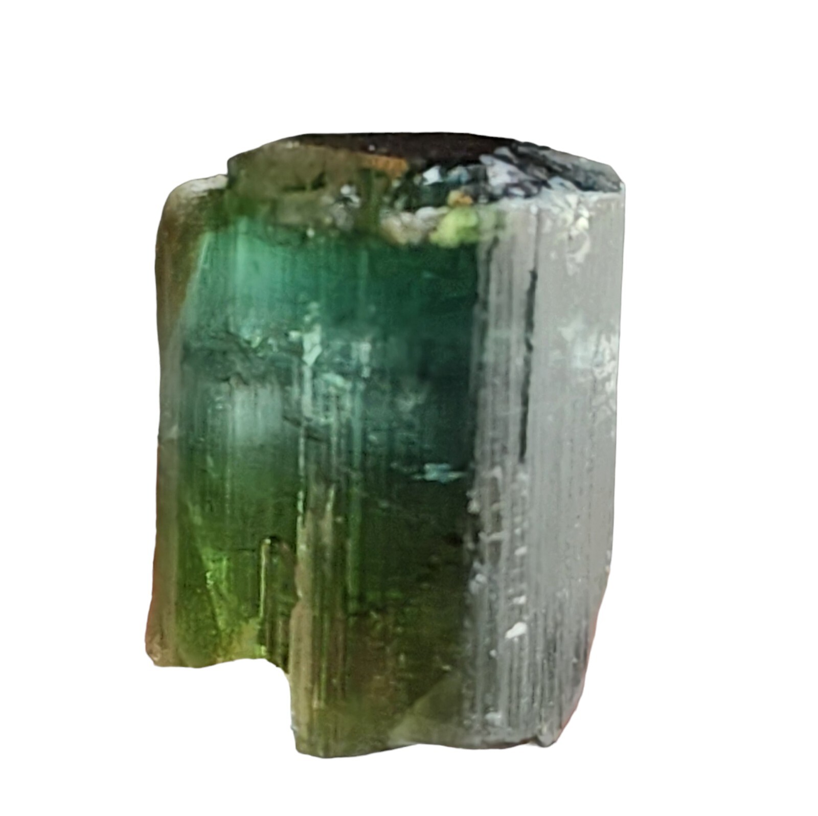 Fine thick Gemmy Blue Green Elbaite  Tourmaline Crystal Virgem de Lapa, Brazil 