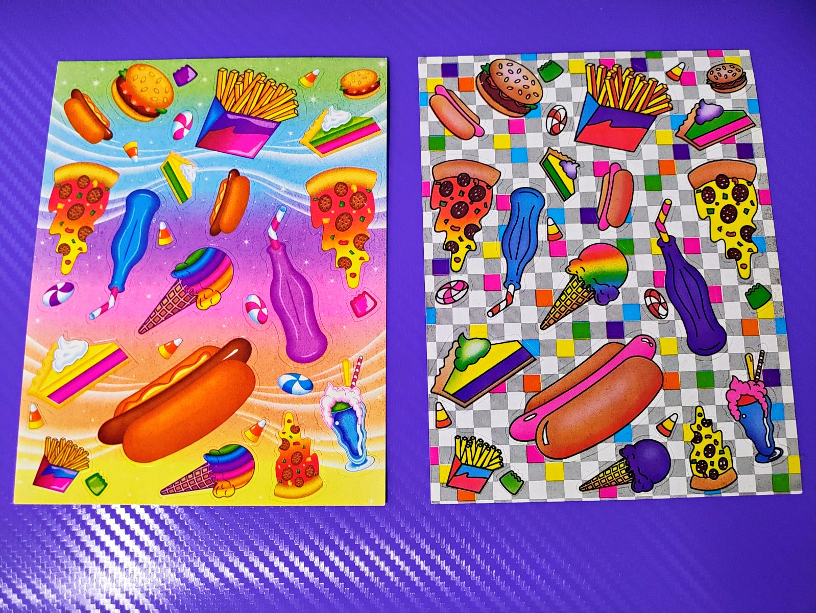 Vintage Lisa Frank Food-Themed Sticker Sheets Two Variations S121