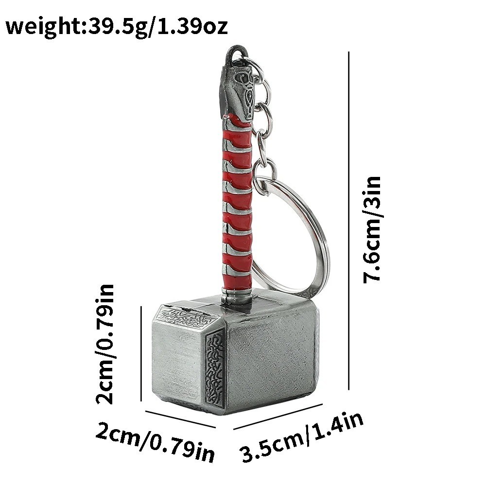 Marvel Avengers Thor Hammer Mjolnir Keychain Pewter Metal Keyring Cosplay 