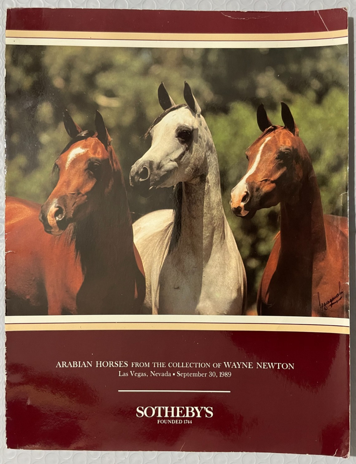 Sotheby's Catalog Arabian Horses From The Collection Of Wayne Newton 1989 RARE