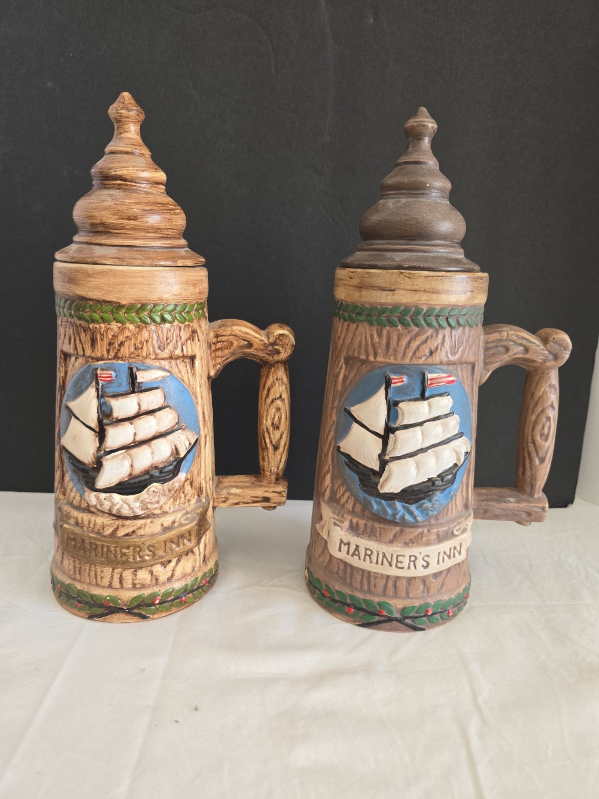 2 Vintage Mariner's Inn Beer Stein Mug Ship Sail 11