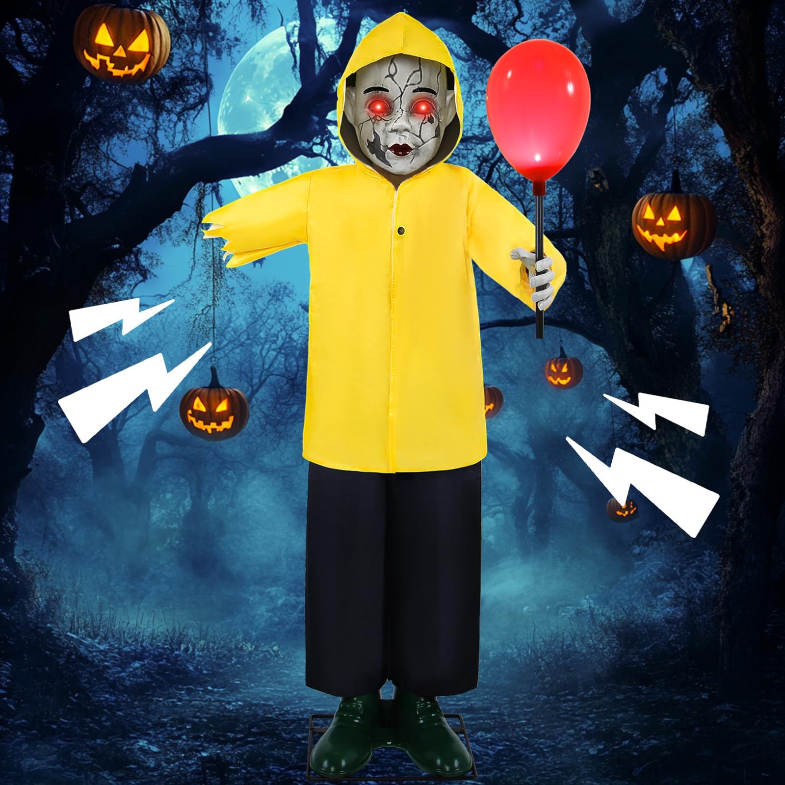 Halloween Animatronics Decorations 4FT Life Size Animated Props | with Creepy So