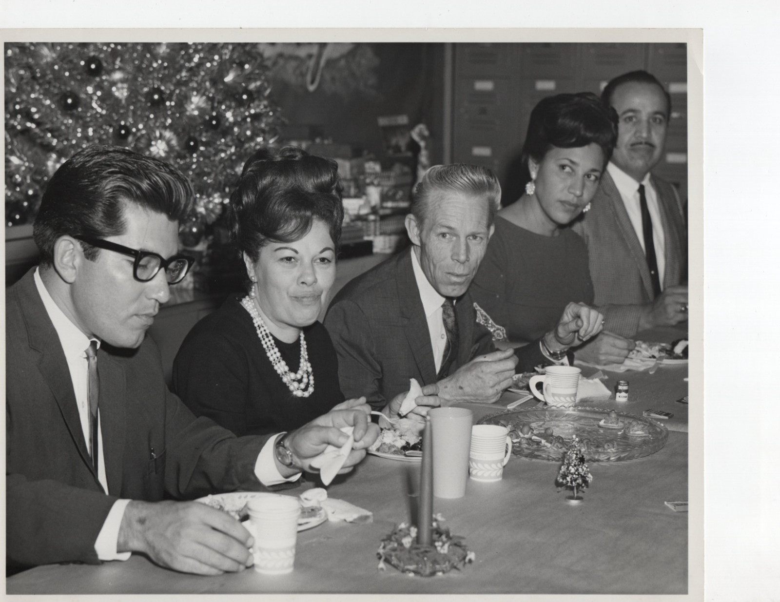 VTG  1960s Photograph Corporate America Christmas Dinner Formal Tie Dresses 8x10