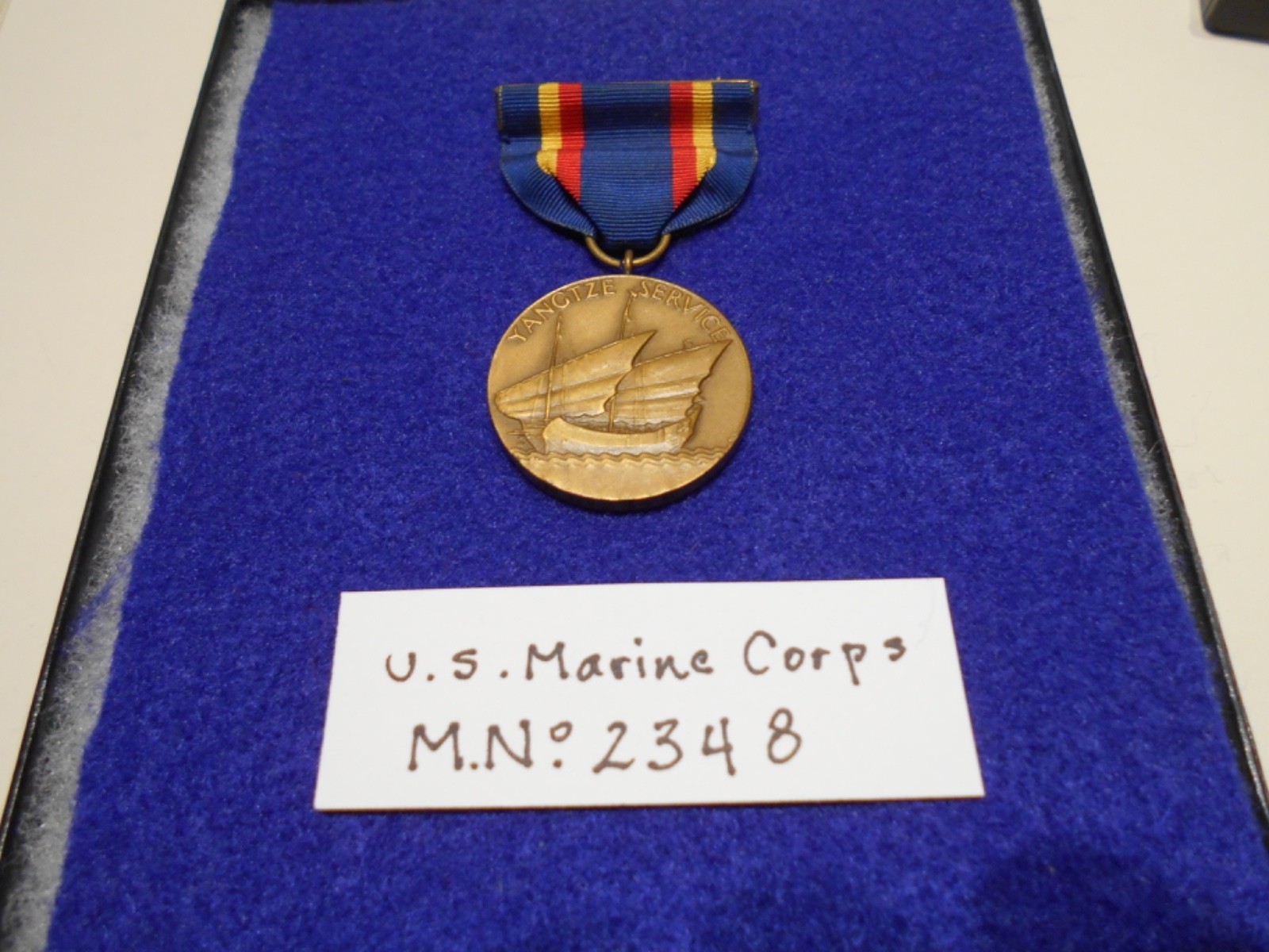 U.S. Marine Corps ~ YANGSTE SERVICE MEDAL ~ Edge numbered ~ U.S. Mint bronze