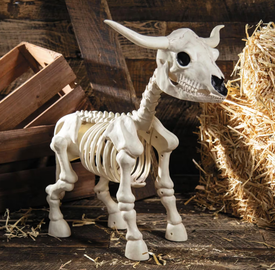 Standing Skeleton Steer Halloween Decoration