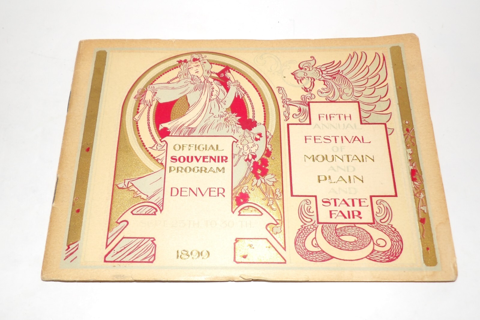 RARE 1899 FIFTH FESTIVAL OF MOUNTAIN AND PLAIN OFFICIAL DENVER SOUVENIR PROGRAM