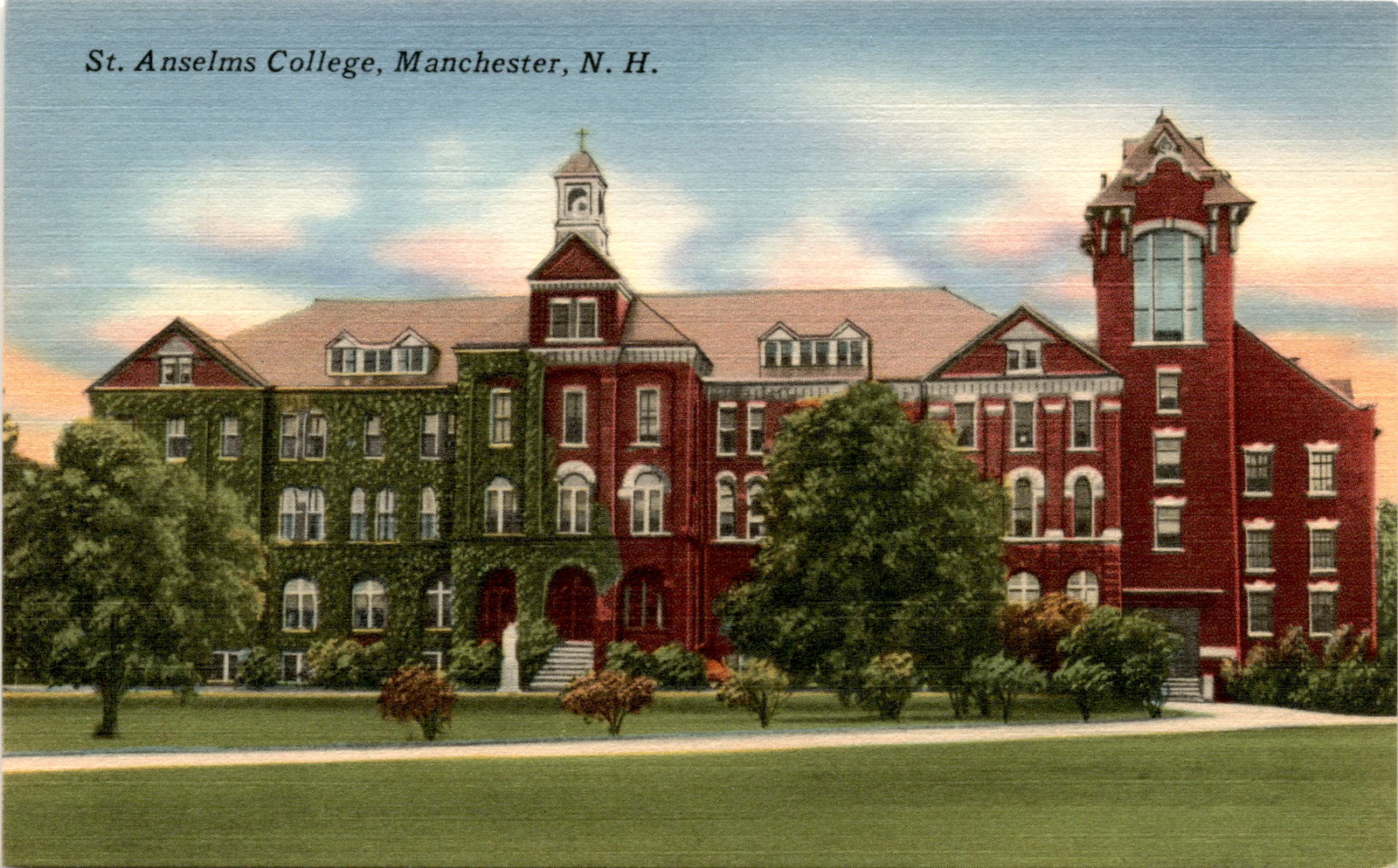 St. Anselms College, Manchester, N. H., Amoskeag News Agency, Postcard