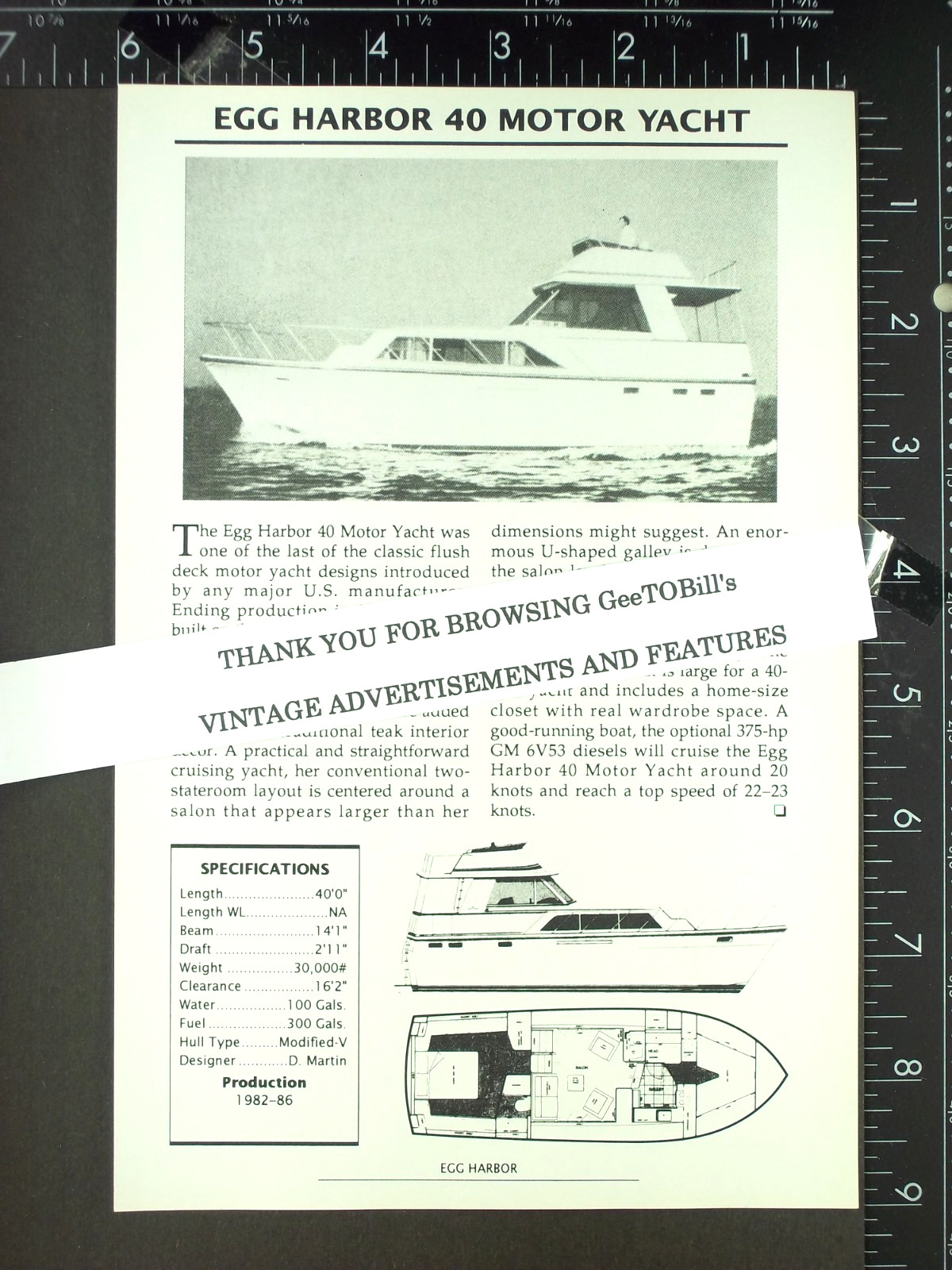 2 features, Egg Harbor 41 1975-1977 & 42 MY Motor Yacht 1982 1983 1984 1985 1986