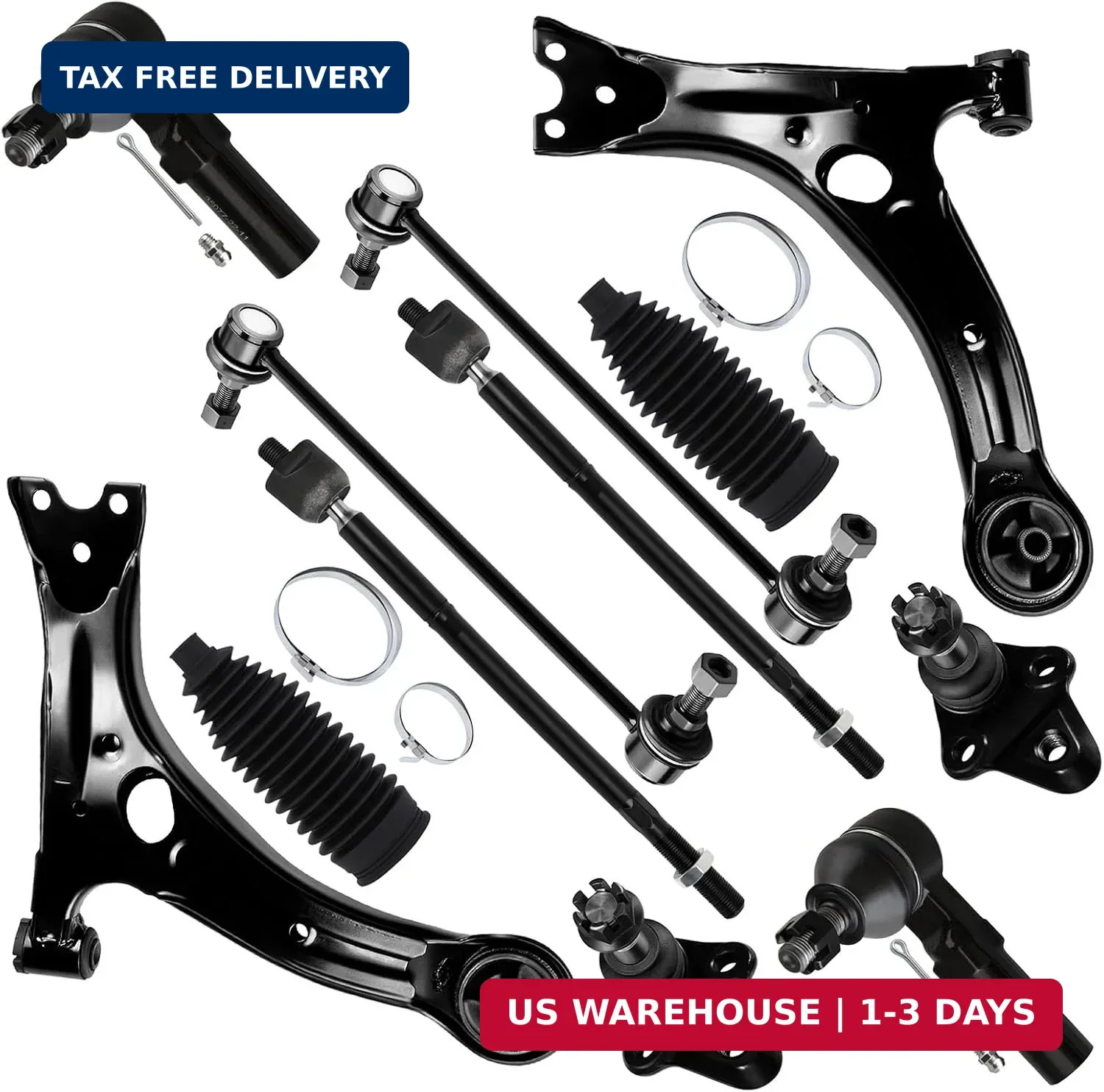 12PC Front Suspension Kit 2009-2013Toyota Corolla Control Arm Ball Joint Tie Rod