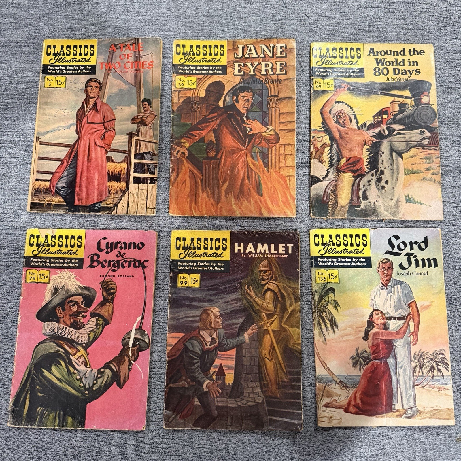 Classics Illustrated Lot of 6 Books No. 6, 39, 69, 79, 99, 136 Classics Illustrated Lot of 6 Books No. 6, 39, 69, 79, 99, 136