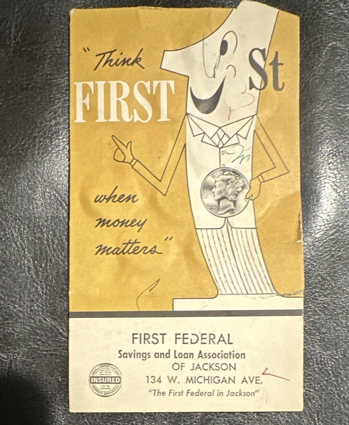 Vintage First Federal Savings & Loan Jackson Michigan Coin Saver Folder 1950-60s