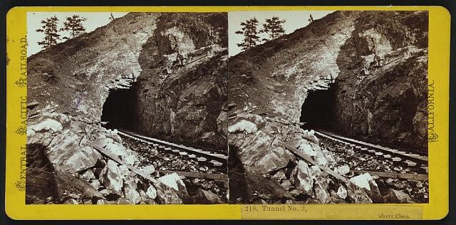 Cisco California 1860s Tunnel No. 3 Central Pacific Railroad Stereograph