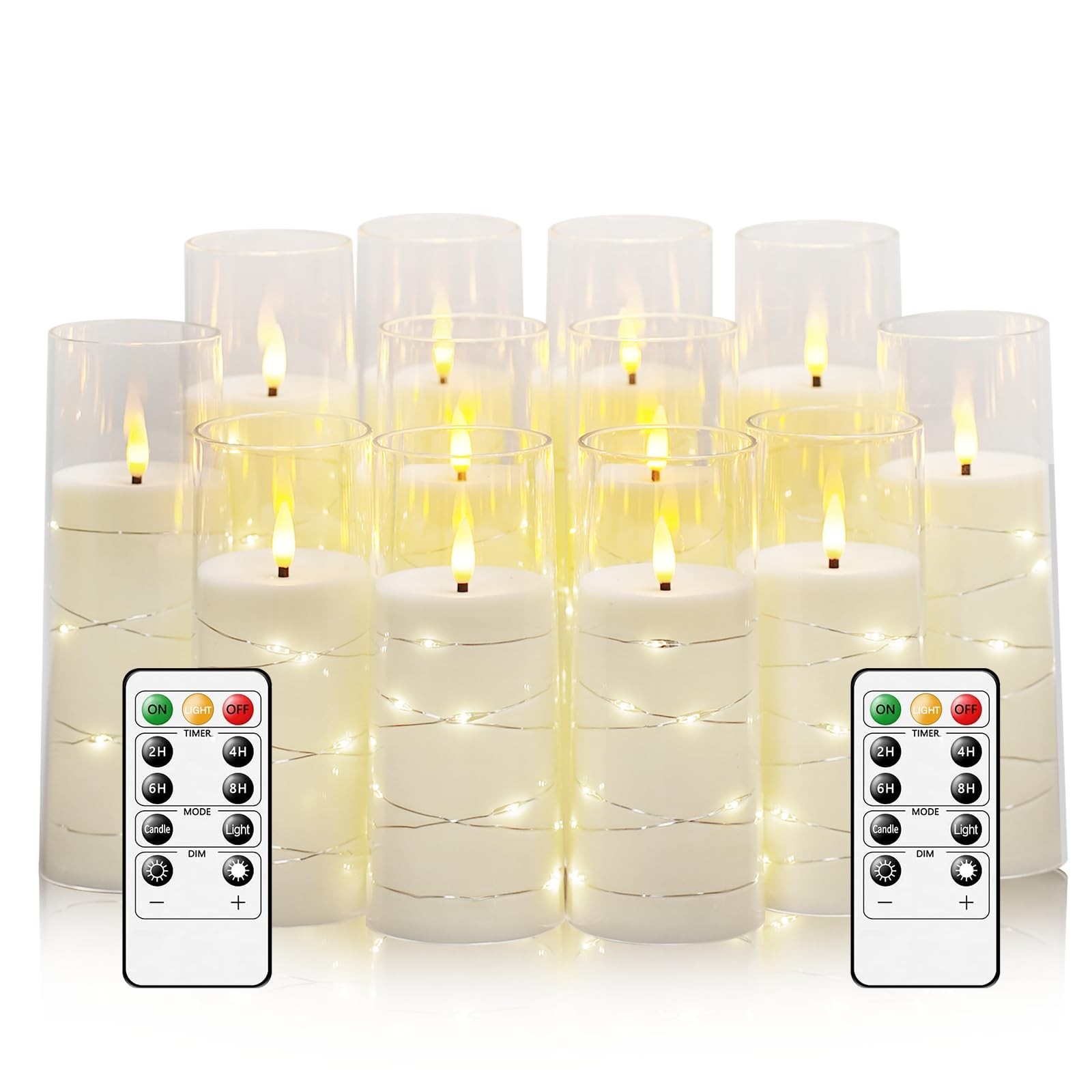 Sasigeiaa Flameless LED Candles w/ Embedded Star String - Battery Operated