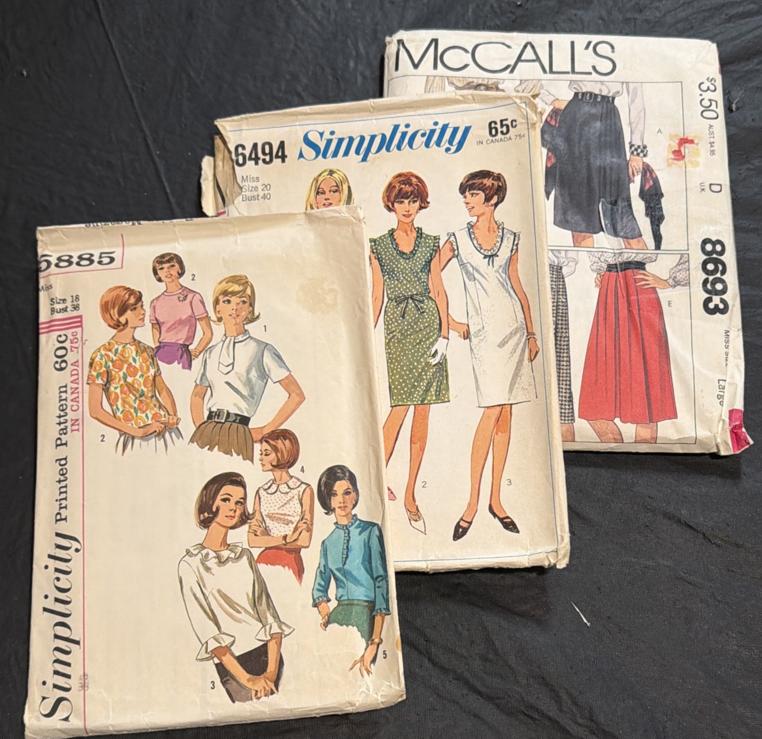 VTG Mixed Lot (3) Simplicity/McCalls Patterns      Plus Sizes, Cut/Complete