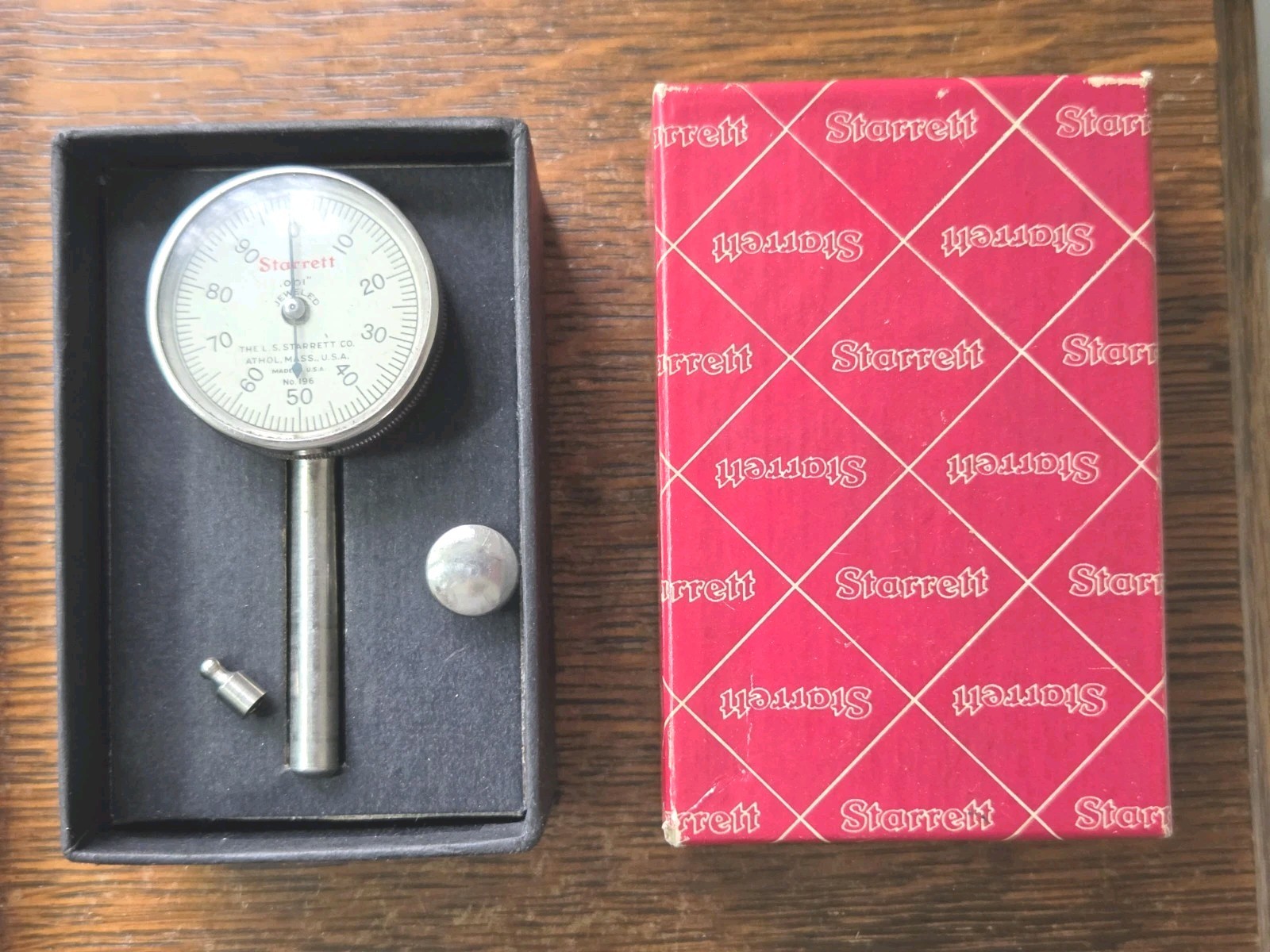 Starrett No. 196 Jeweled Dial Indicator .001\