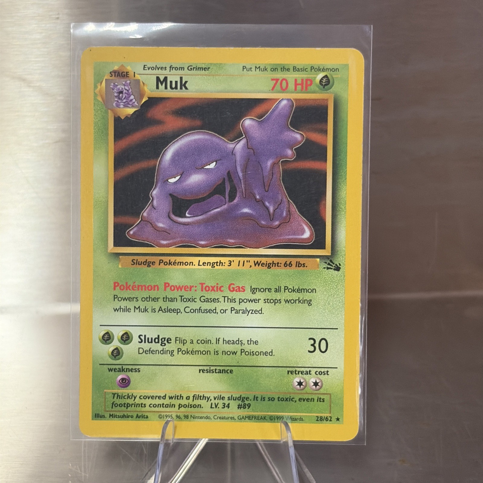 Muk 28/62 Unlimited Rare Fossil Pokemon 1999 Near Mint