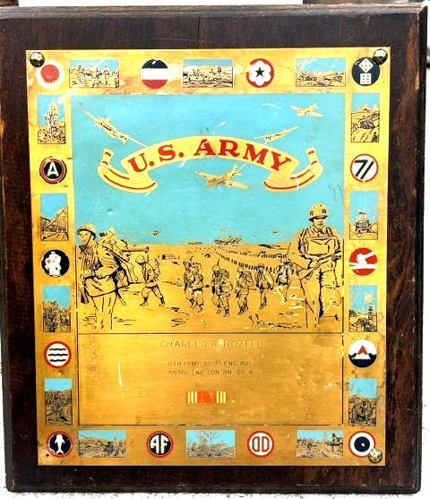 VINTAGE WWII PLAQUE NORMANDY BEACH D-DAY 12TH US ARMY 501ST ENG. RGT. 553RD CO A