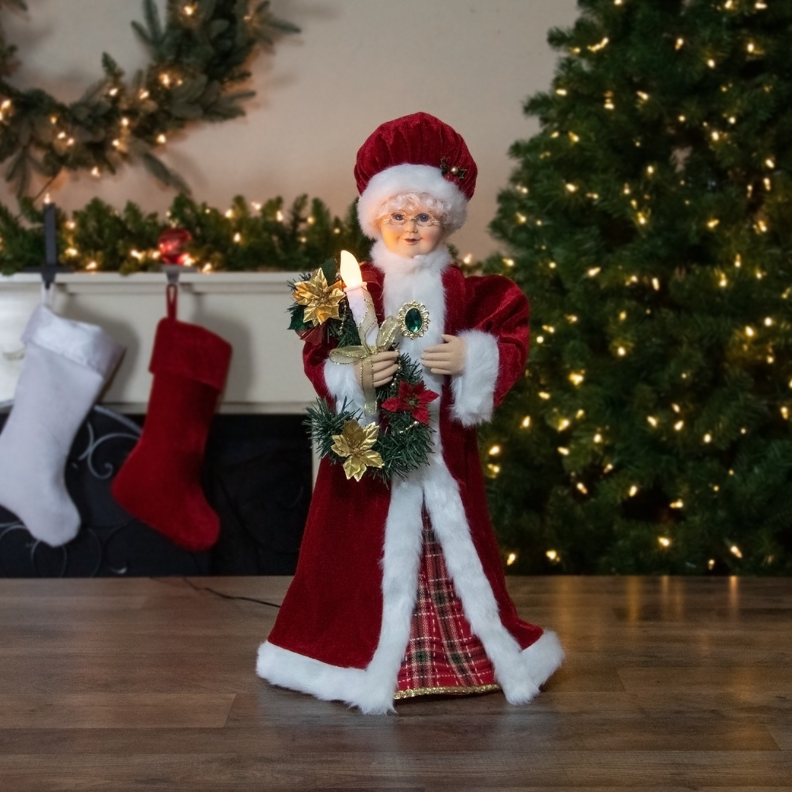 Northlight 24-Inch Animated Mrs. Claus Lighted Candle Musical Christmas Figure