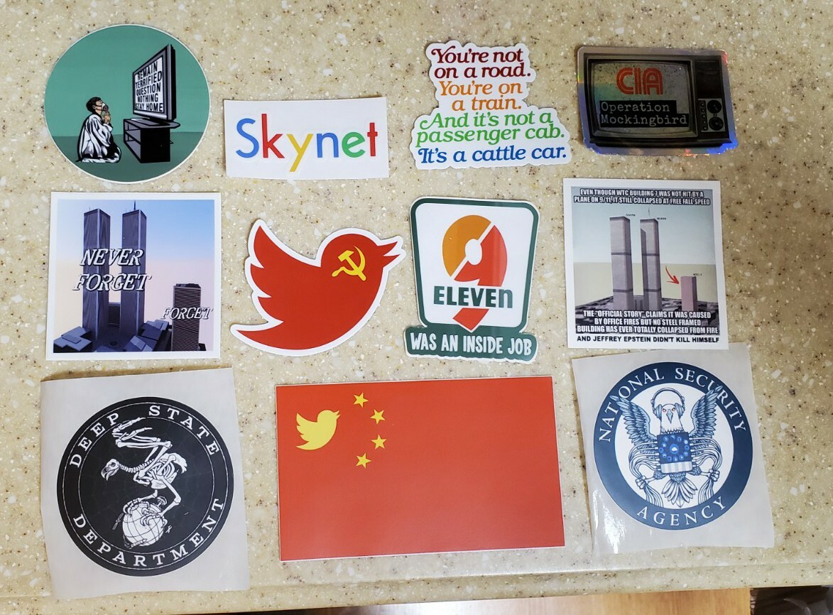 Jason Bermas Inspired Stickers LOT PATRIOT Day HOAX 2020 DEEP STATE FAKE NEWS 