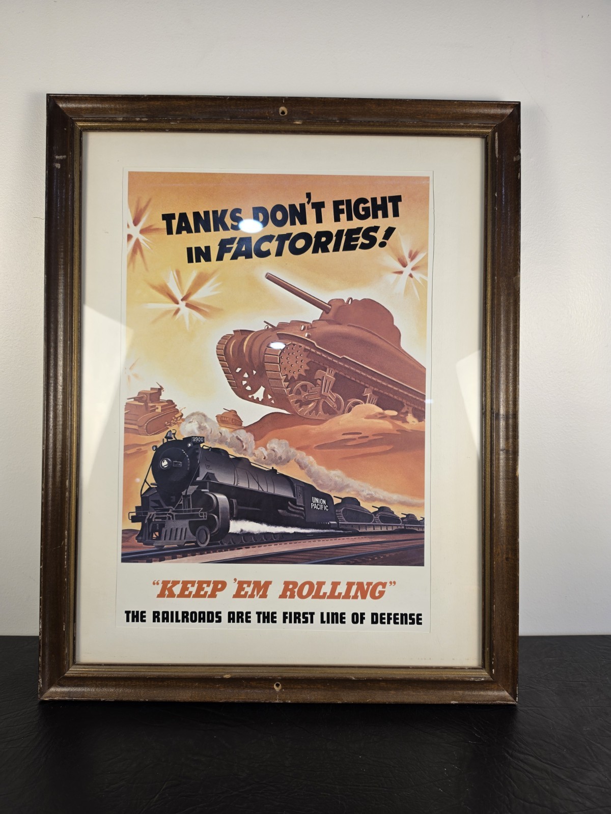 1943 Tanks Don’t Fight in Factories Vintage Style WW2 Poster - 16x24