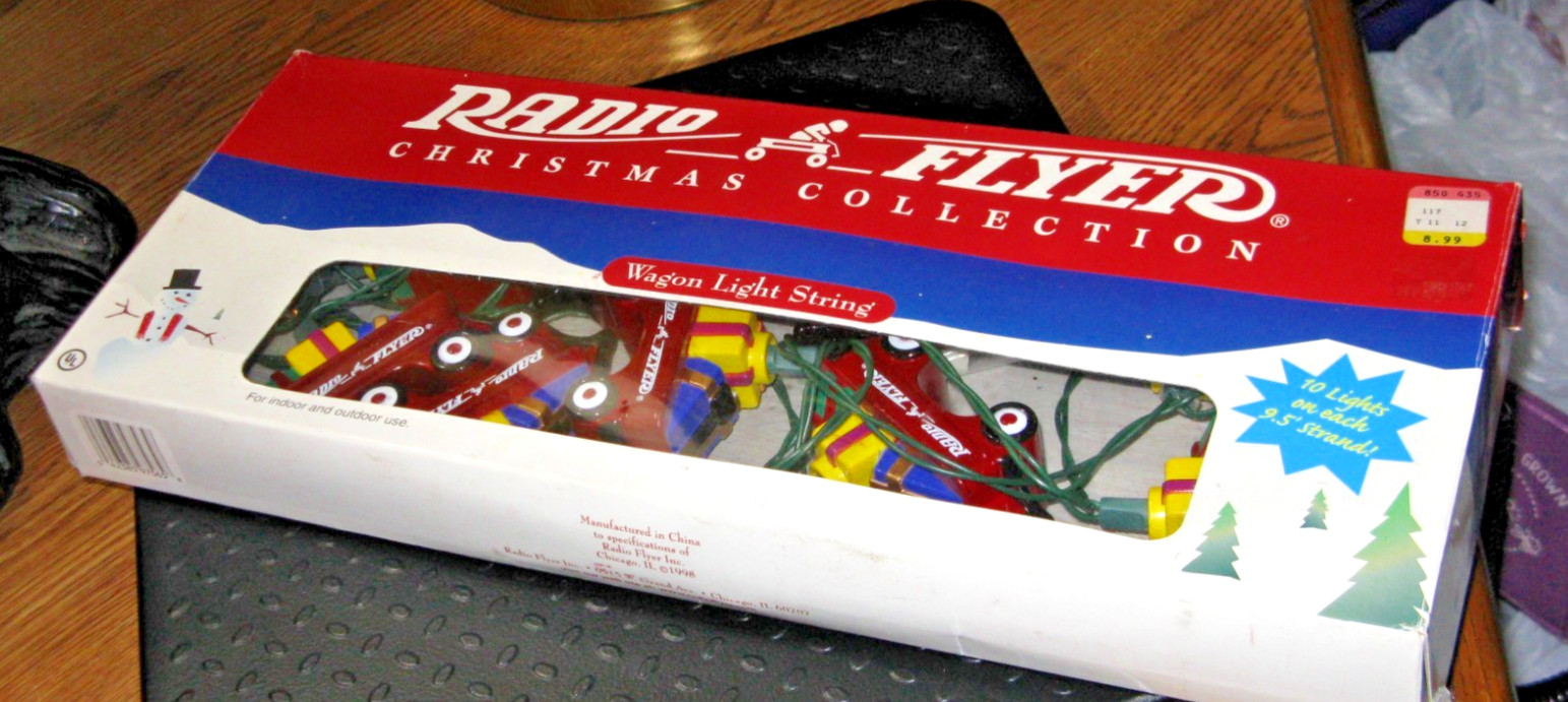1998 VINTAGE RADIO FLYER RED WAGON CHRISTMAS TREE LIGHTS SET BOXED