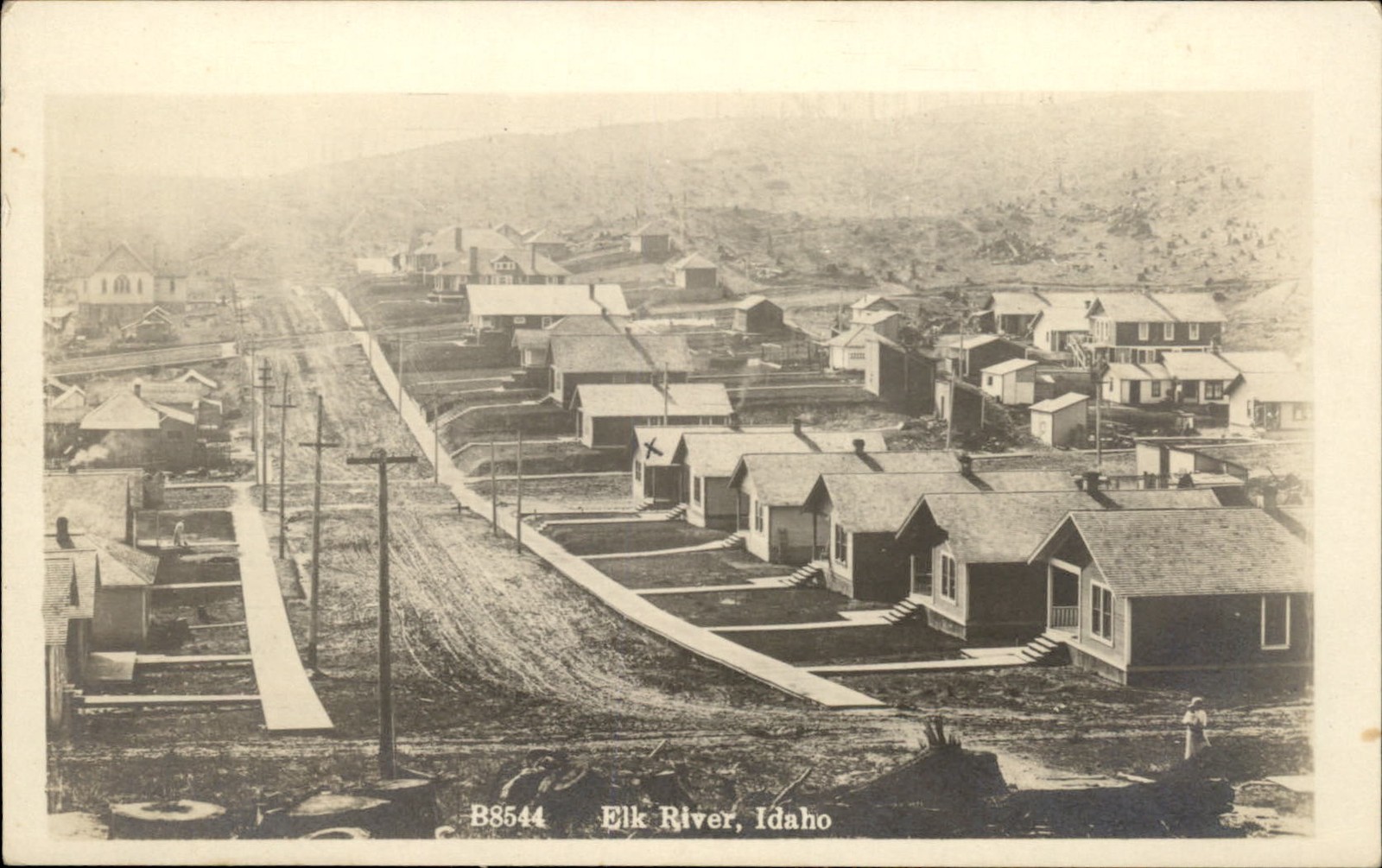 Elk River Idaho ID Town Street View c1910s Real Photo Vintage Postcard bhn