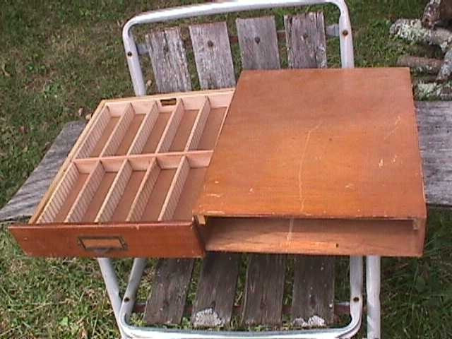 Vintage NEGA-FILE Wood Storage Box Case Dovetail