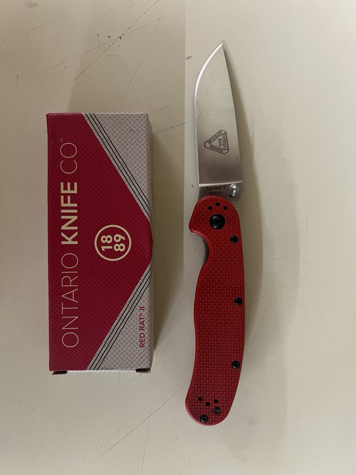 Ontario Rat II SV35 G10 Red Folding Knife Liner Lock