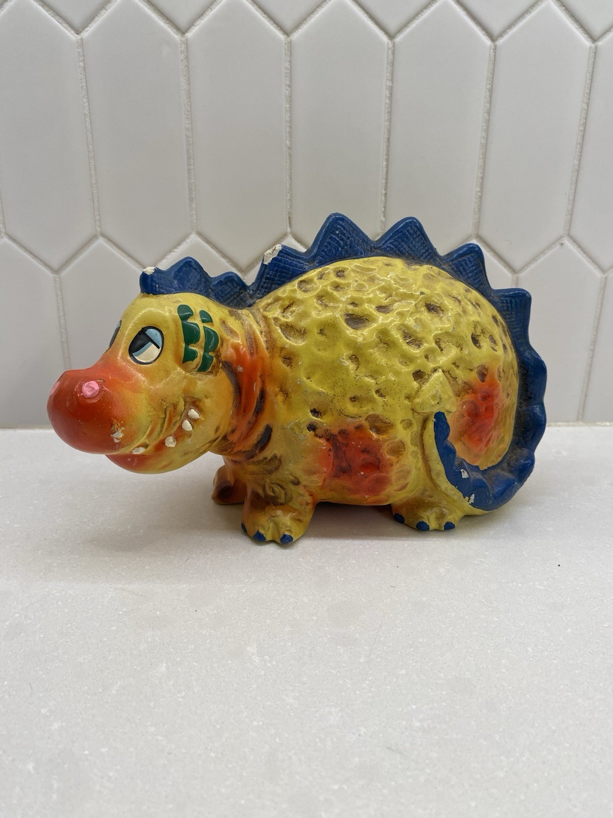 Vintage 60s 70s Dinosaur Dino Napcoware Chalkware Coin Bank Japan Kitschy HTF