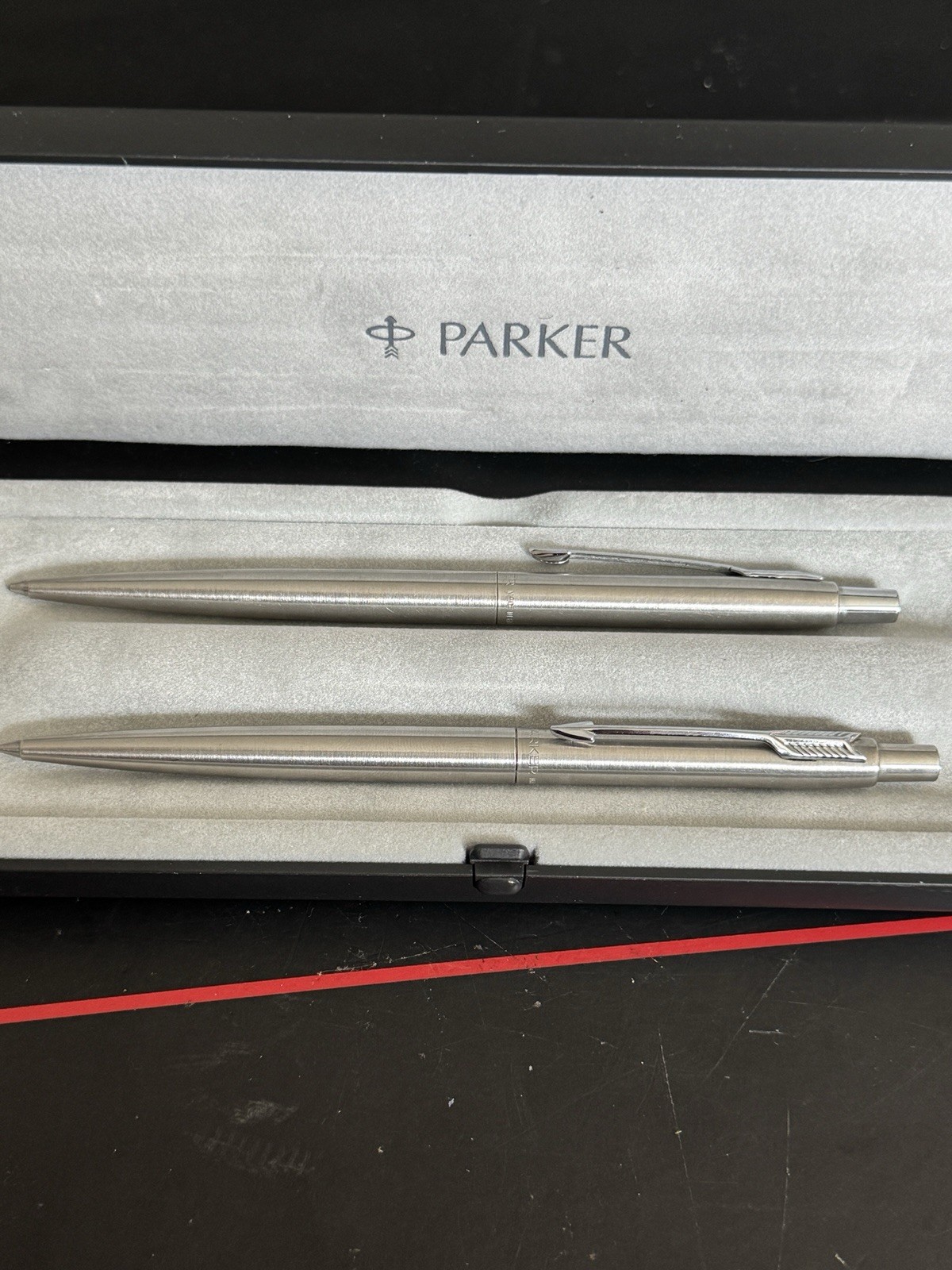 Vintage Parker Jotter Refillable Stainless Steel Ball Pen & Pencil Set (1990s)