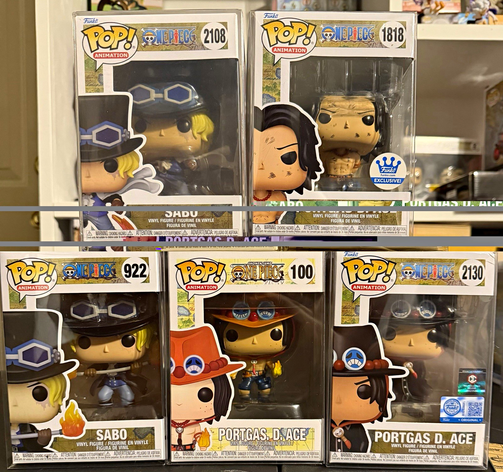 Funko Pop One Piece Sabo & Portgas D. Ace 5 Vinyl Lot Exclusive Boxed