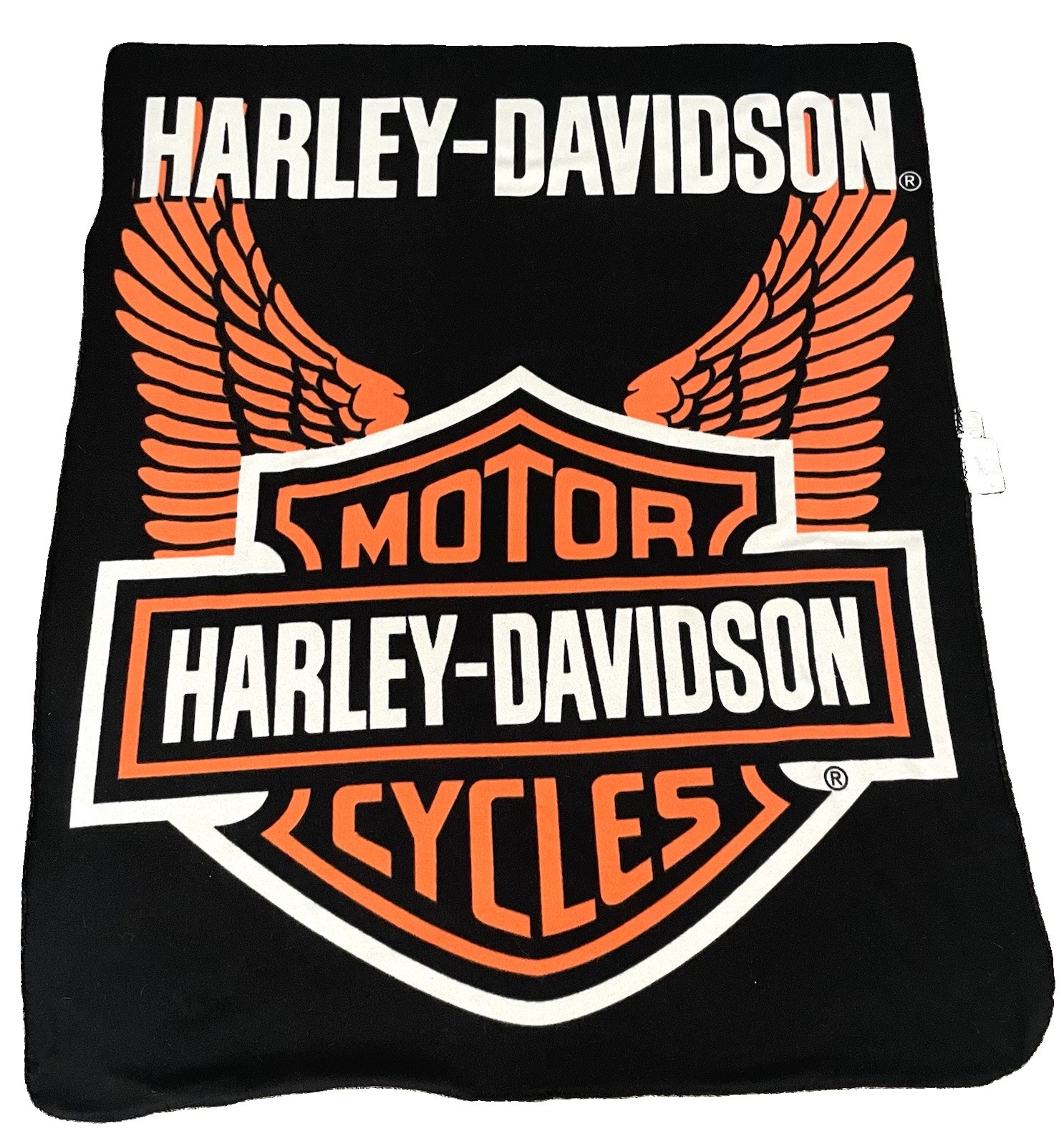 Vtg y2k HARLEY DAVIDSON Big Logo Fleece Blanket Throw 50x60
