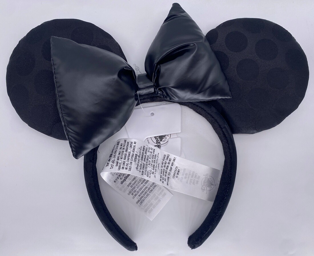 Disney Parks Black on Black Sleek Satin Minnie Mouse Ears Headband 2022 - NEW