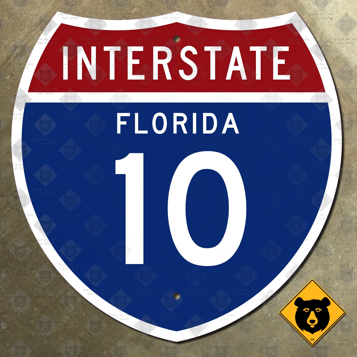 Florida Interstate 10 highway route marker road sign 1957 Jacksonville 18x18