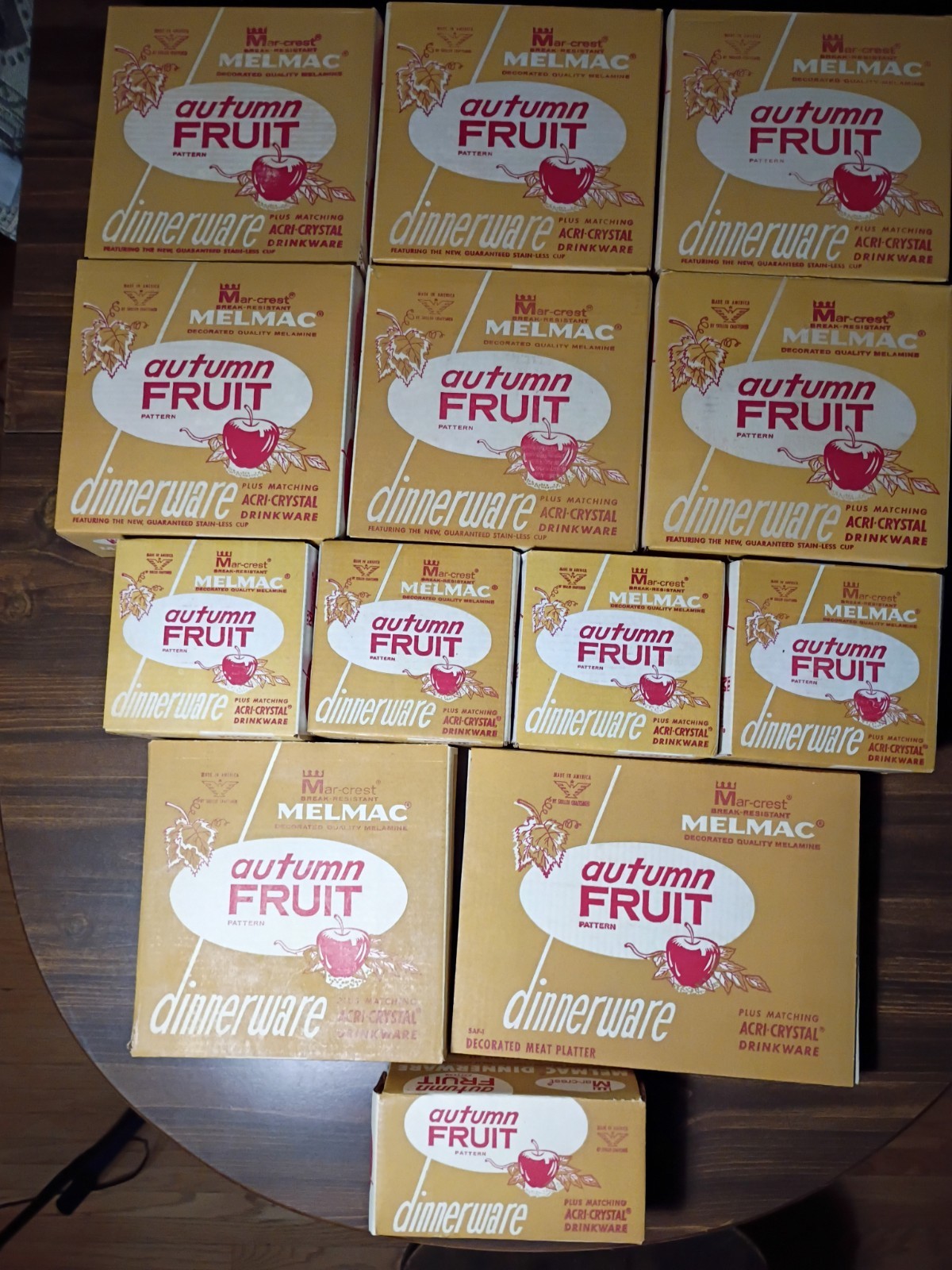 Large Lot Of Vintage Mar-crest Melmac Autumn Fruit Dinner In Unopened Boxes