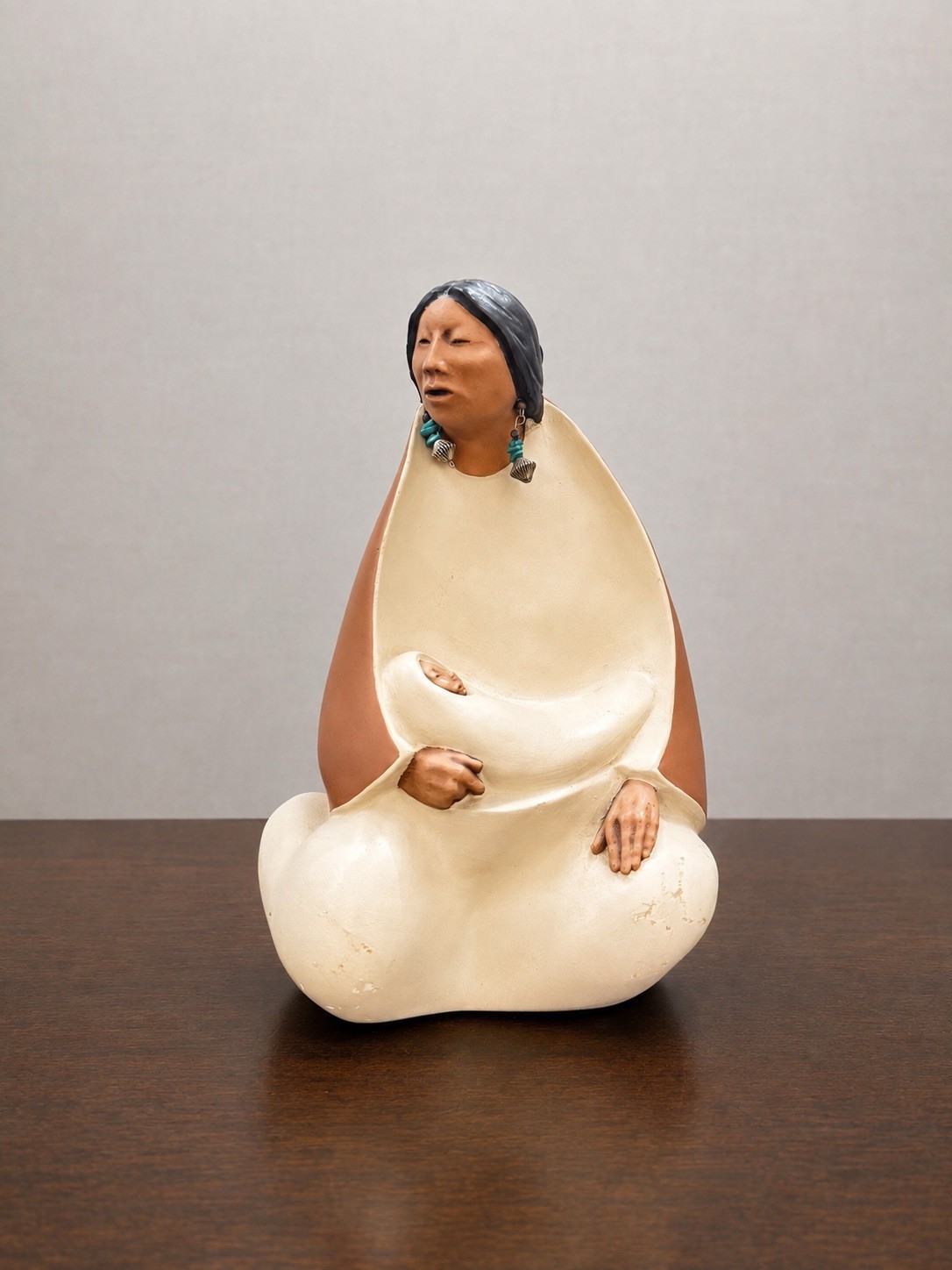 Vintage Nova 5 Native American Mother & Baby Pottery Sculpture NM 9.5\