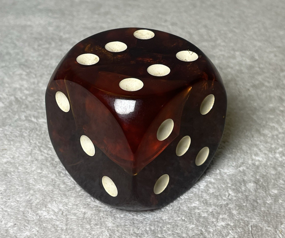 Vintage French Dark Cherry Red Bakelite Jumbo Dice 2.25