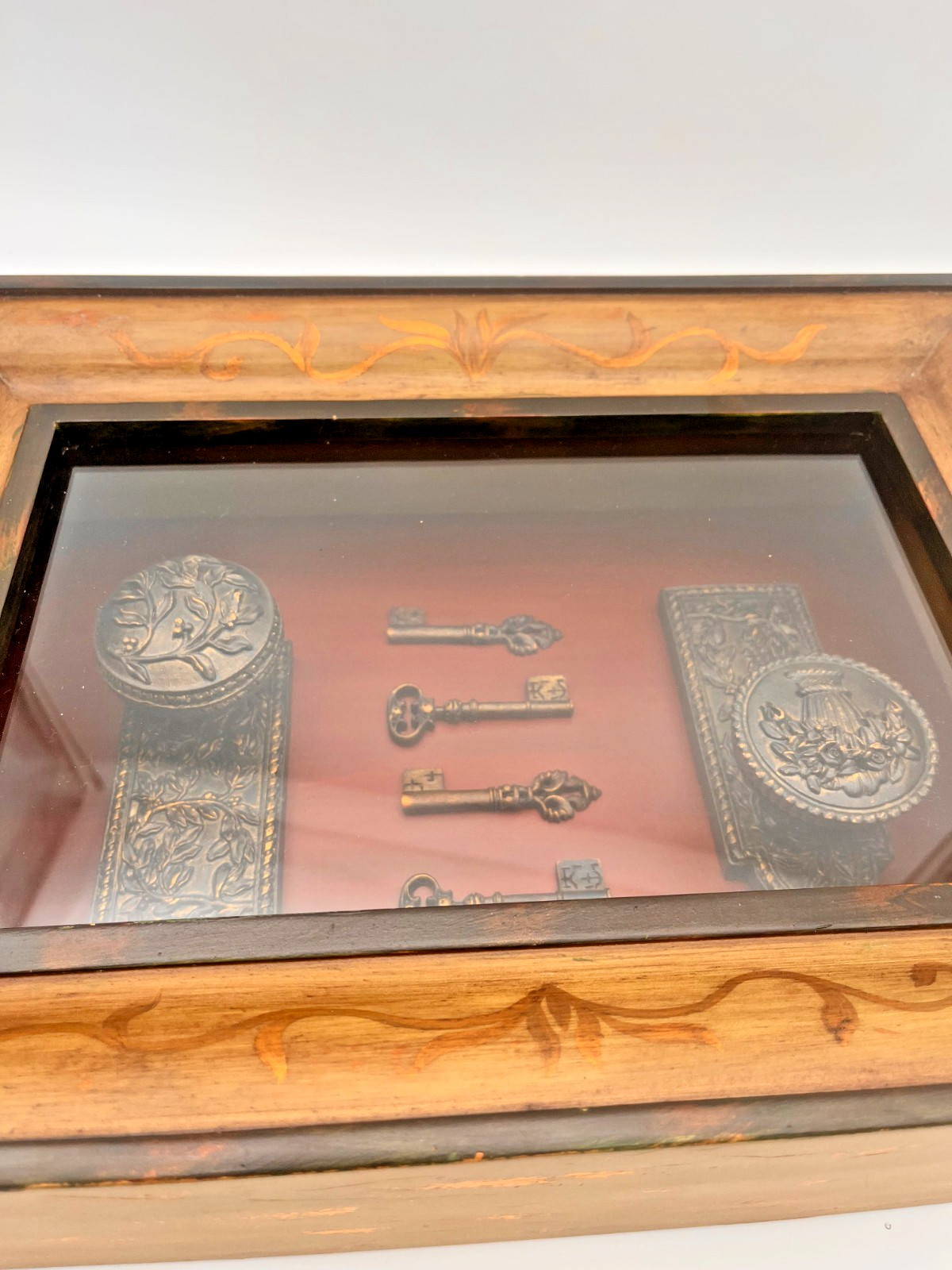 GuildMasterDecorative Keys Shadow Box Wall Art 15x11x4 Vintage Style
