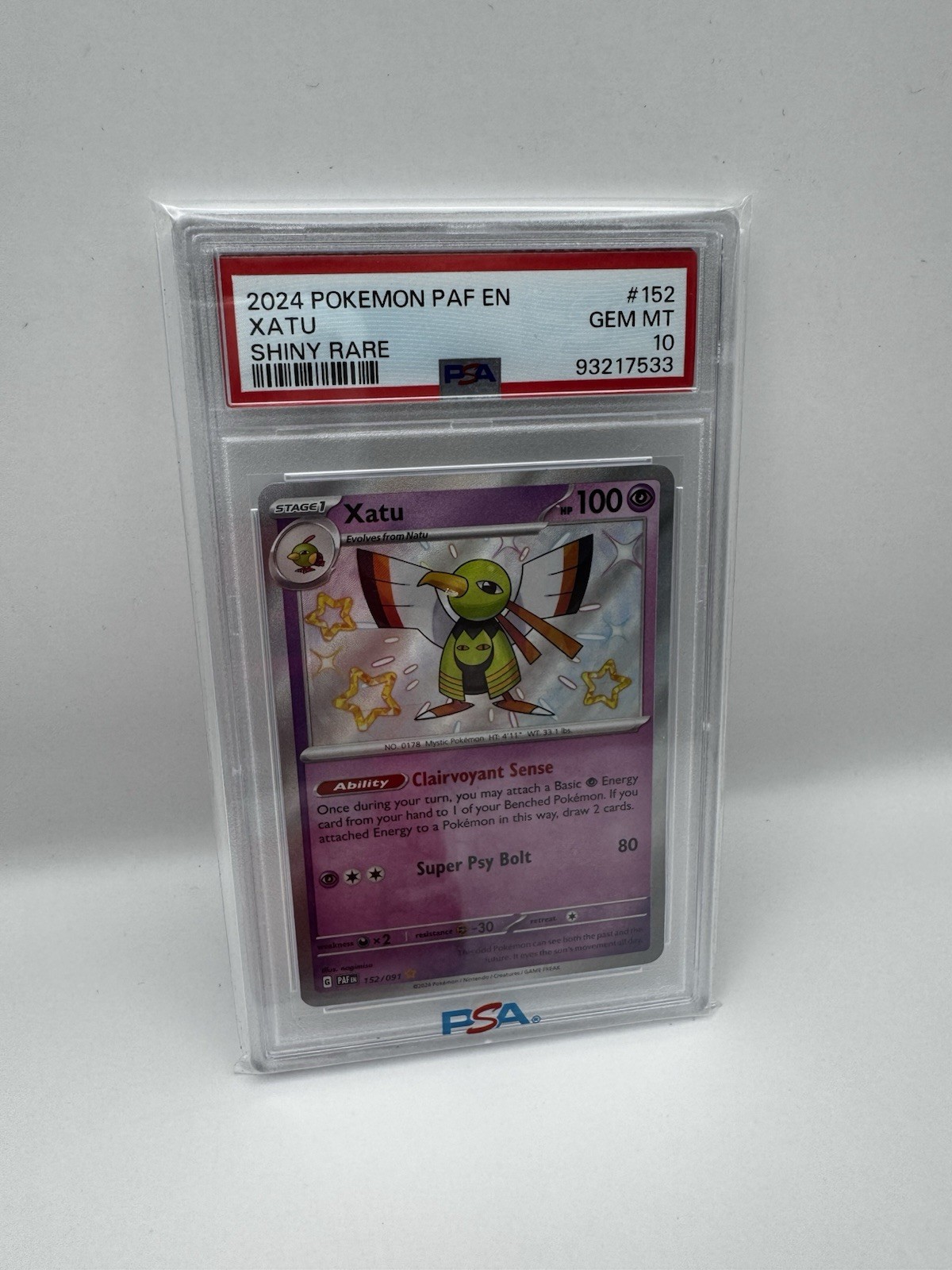 PSA 10 XATU 152/091 - SCARLET & VIOLET PALDEAN FATES SHINY RARE - GEM MINT