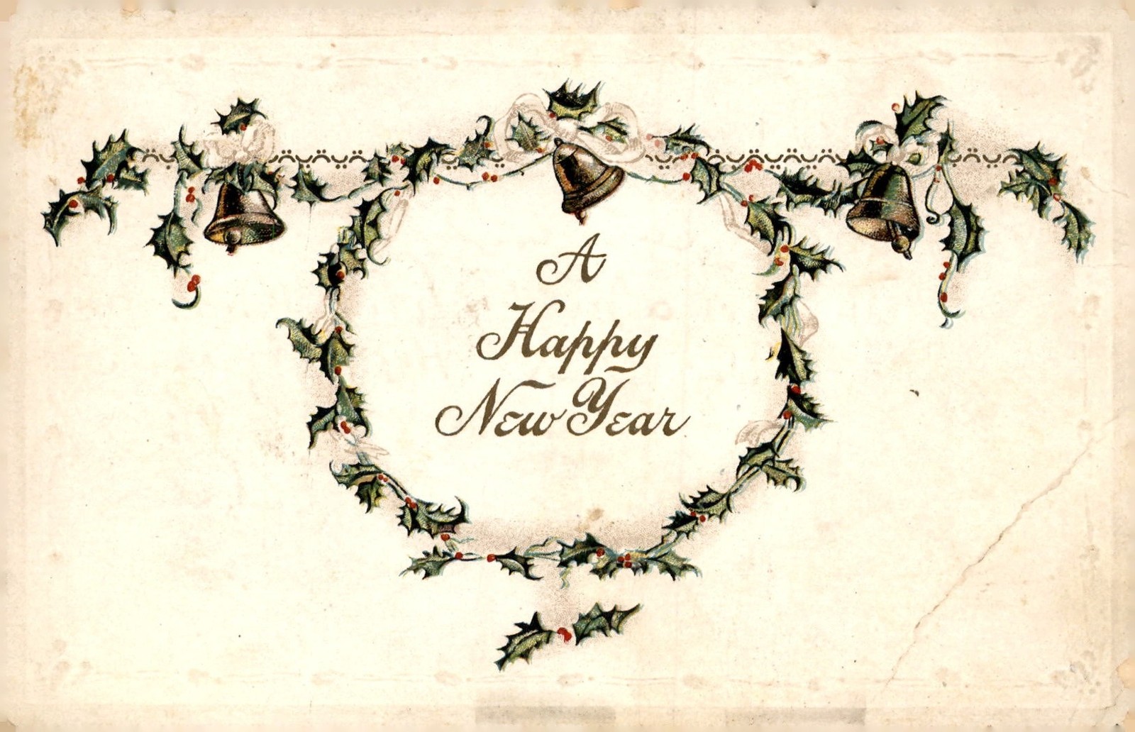 Happy New Year Greetings to Sadie and Family, 1940s Postcard