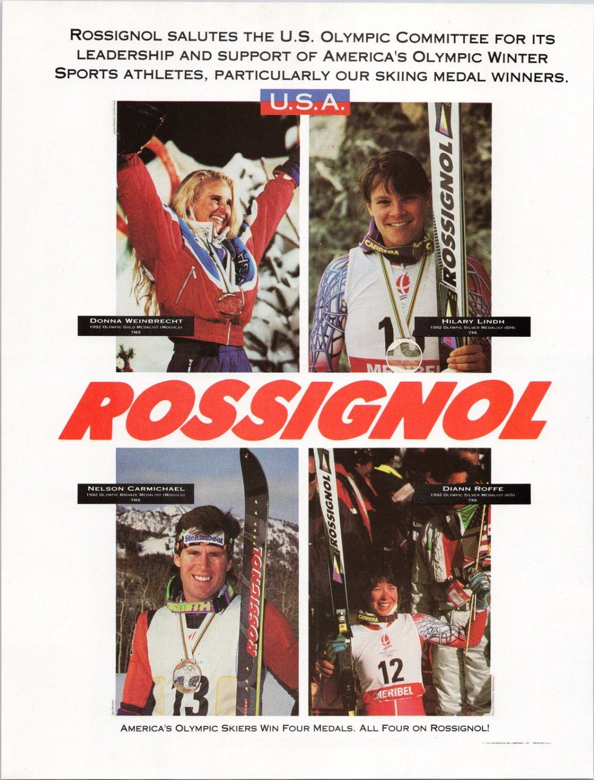 Rossignol 1992 U.S. Olympic Winter Sports Medalists Print Ad