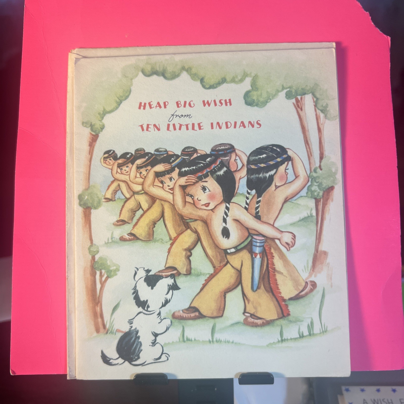 Vintage 1940s Ten Little Indians Birthday Card Sheet Music Native Americana
