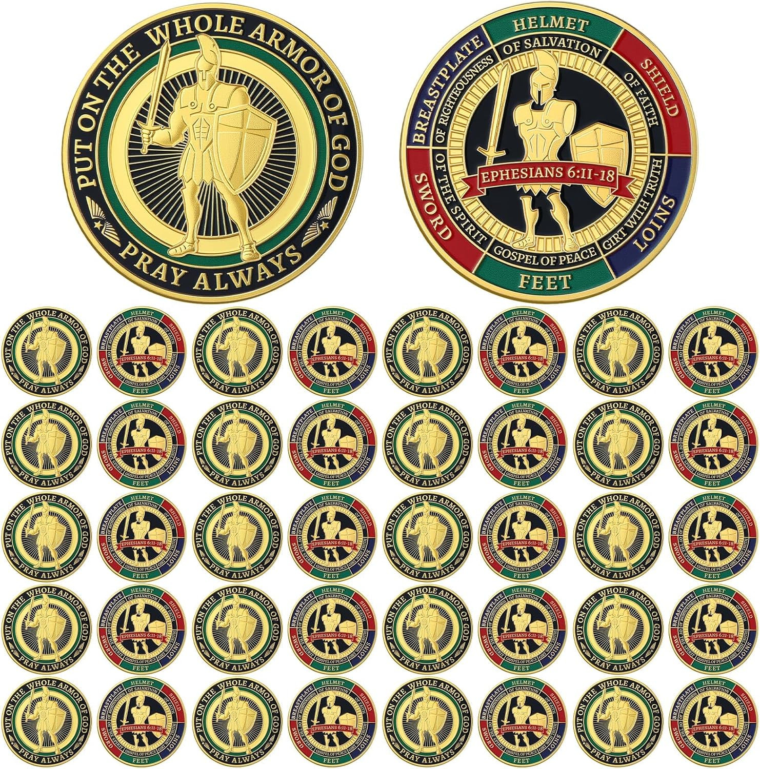 40 Pcs Christian Challenge Coins Metal Prayer Gifts,Vivid