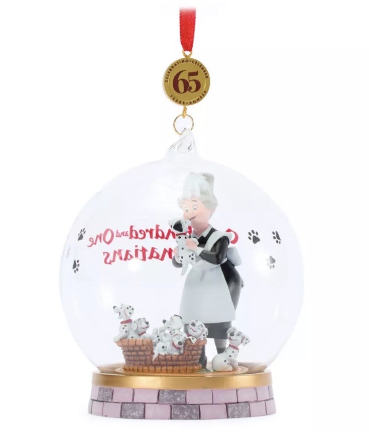 Disney 101 Dalmatians 65th Anniversary Sketchbook Glass Christmas Ornament NEW