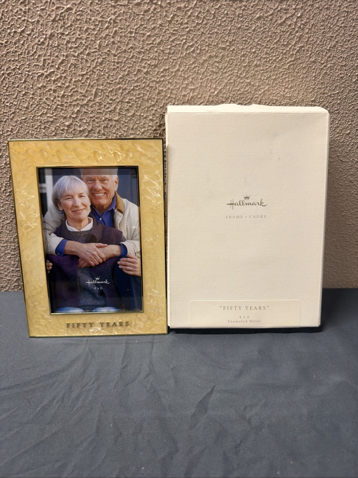 Hallmark Fifty Years 4x6 Gold Enameled Metal Anniversary Frame Portrait NEW