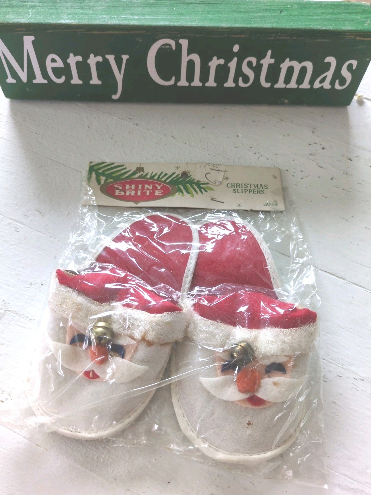 Vintage NOS Shiny Bright Santa Slippers