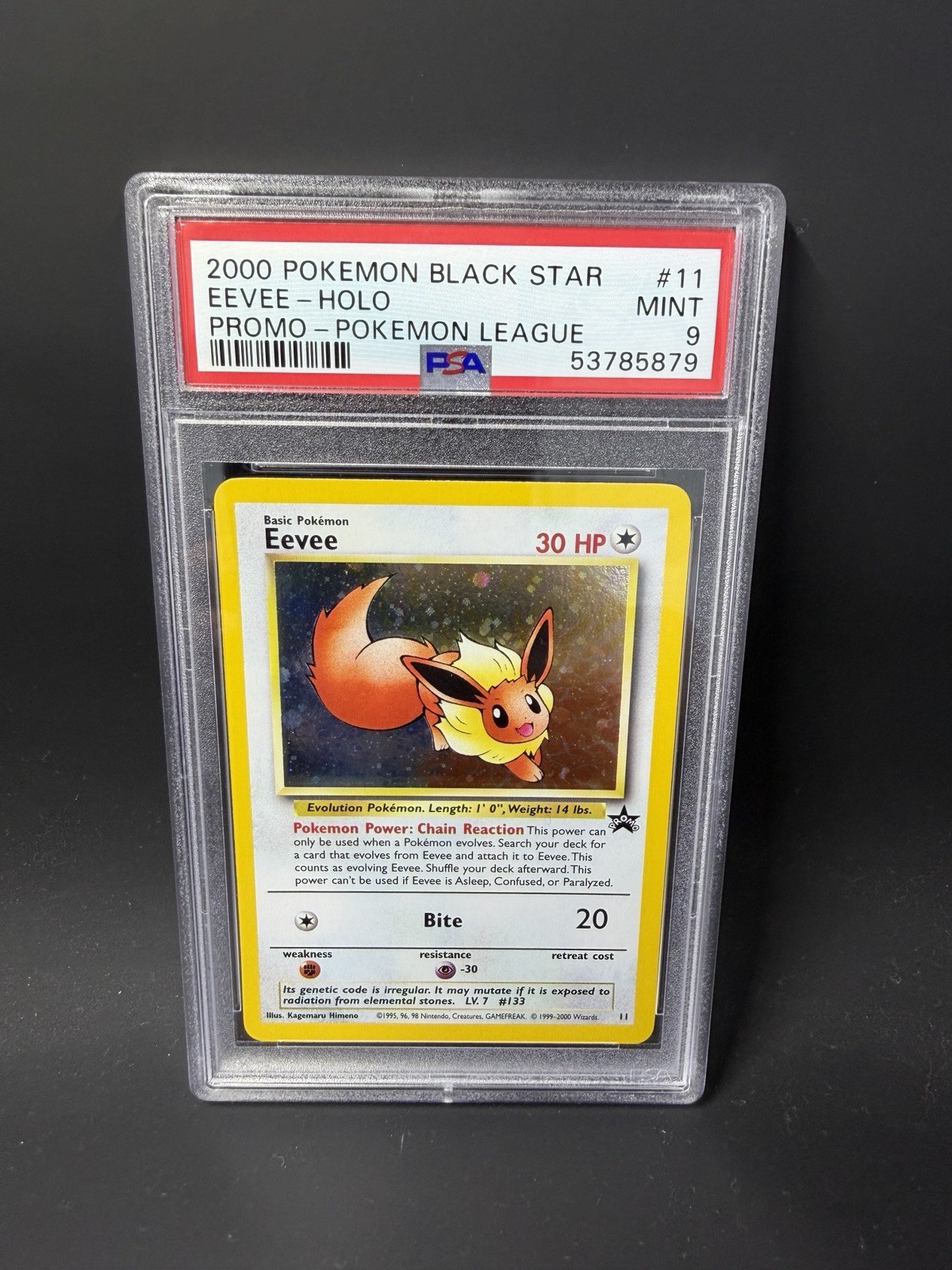 2000 Pokemon Eevee Black Star Promo Holo #11 PSA 9 Wizards English
