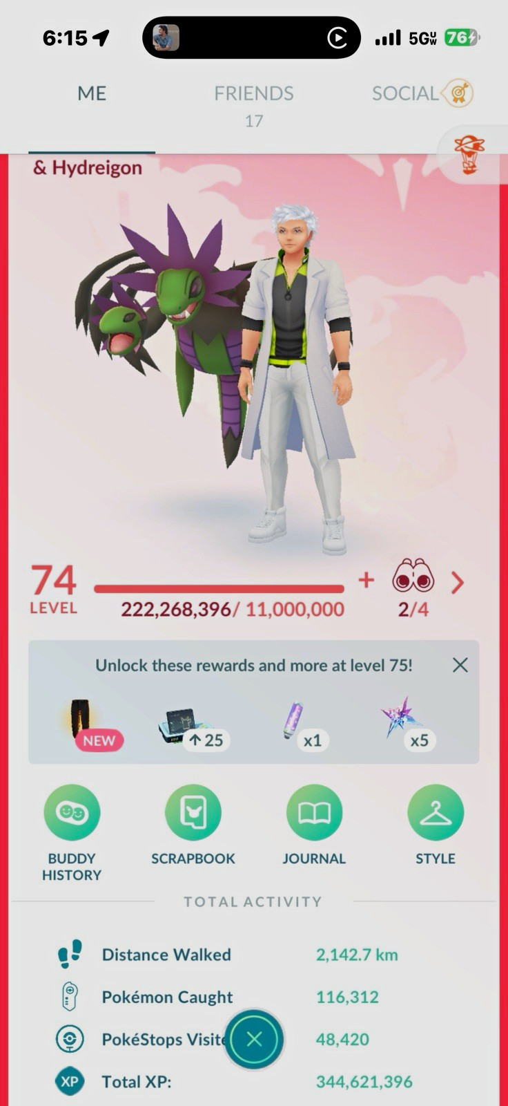 Pokémon GO Level 74 - XP for Level 80 - Loaded Account - Go Fest Played