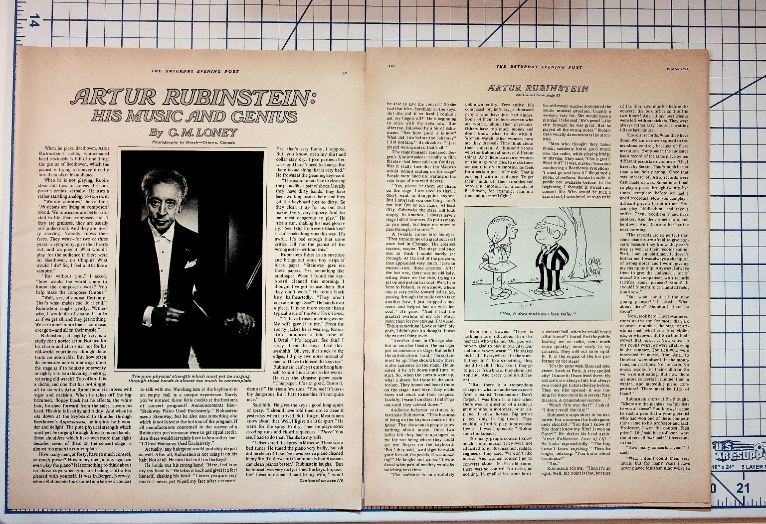 Artur Rubinstein Article 1971 Saturday Evening Post Magazine Page Vintage